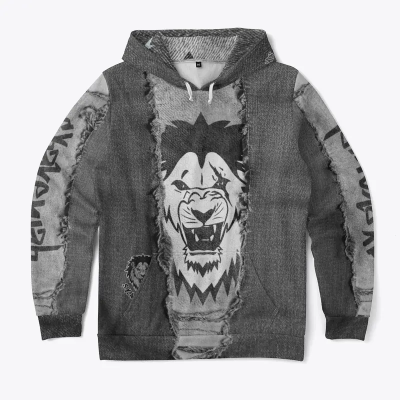 Skavenjah Gray Denim Torn Print All-Over